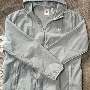 Adidas Men's Light Blue Hooded Windbreaker